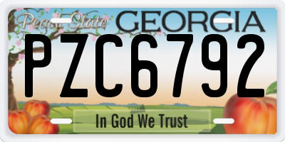 GA license plate PZC6792