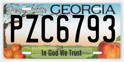 GA license plate PZC6793