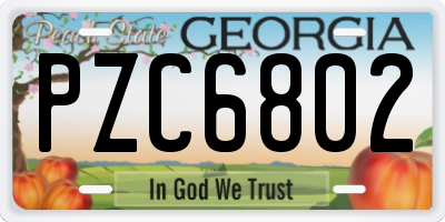GA license plate PZC6802
