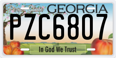 GA license plate PZC6807