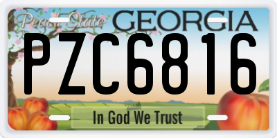GA license plate PZC6816