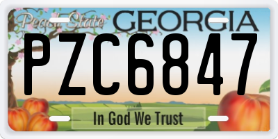 GA license plate PZC6847