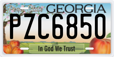 GA license plate PZC6850