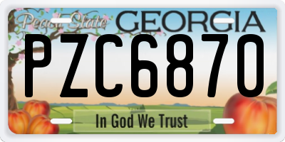 GA license plate PZC6870