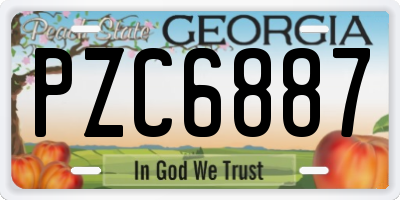 GA license plate PZC6887