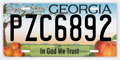 GA license plate PZC6892