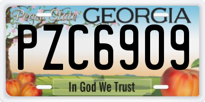 GA license plate PZC6909