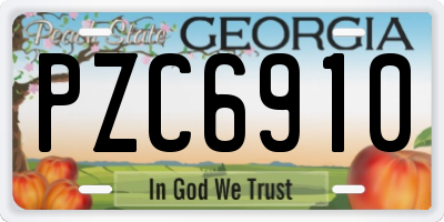 GA license plate PZC6910