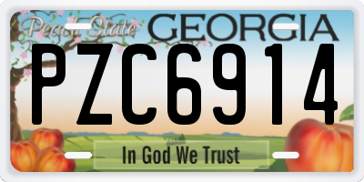 GA license plate PZC6914