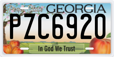 GA license plate PZC6920
