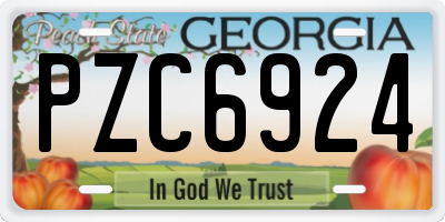 GA license plate PZC6924