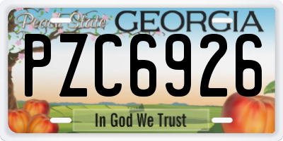 GA license plate PZC6926