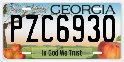GA license plate PZC6930