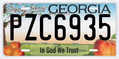 GA license plate PZC6935
