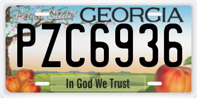 GA license plate PZC6936