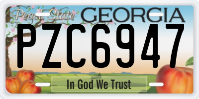 GA license plate PZC6947