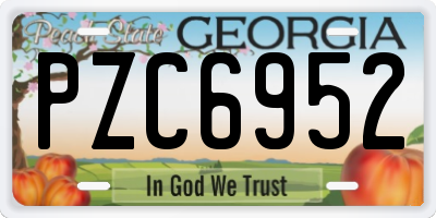 GA license plate PZC6952