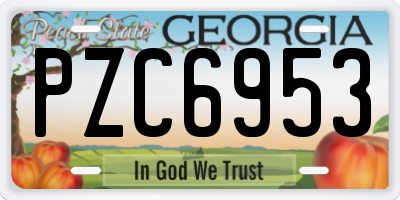 GA license plate PZC6953