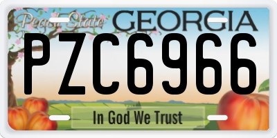GA license plate PZC6966