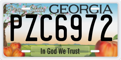 GA license plate PZC6972