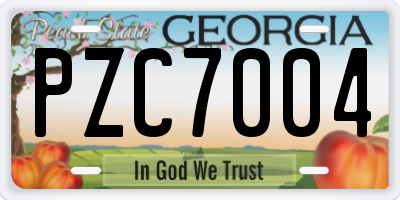 GA license plate PZC7004