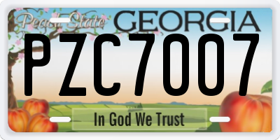 GA license plate PZC7007