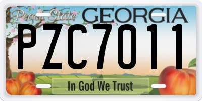 GA license plate PZC7011