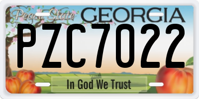 GA license plate PZC7022
