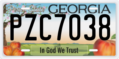GA license plate PZC7038