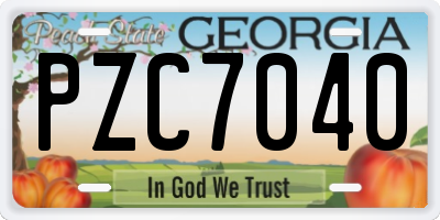 GA license plate PZC7040