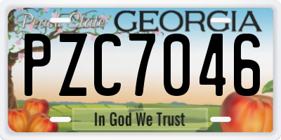 GA license plate PZC7046