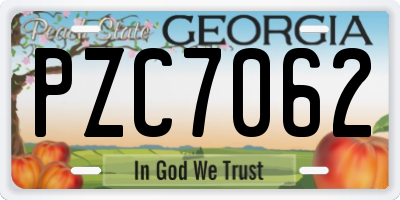 GA license plate PZC7062