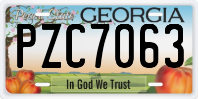 GA license plate PZC7063