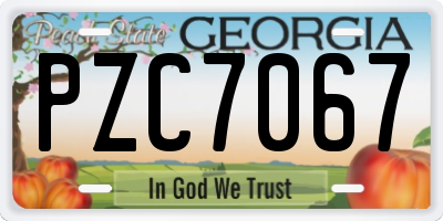 GA license plate PZC7067