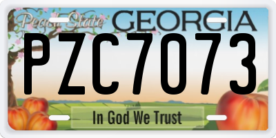 GA license plate PZC7073