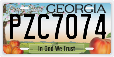 GA license plate PZC7074