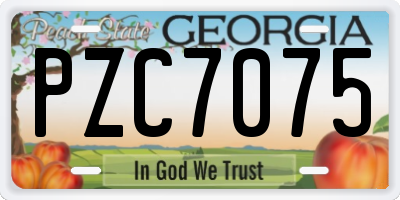 GA license plate PZC7075