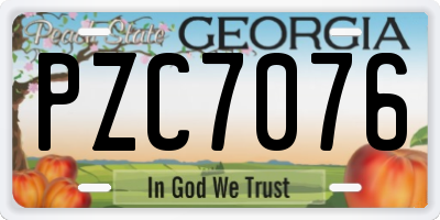 GA license plate PZC7076