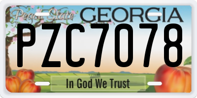 GA license plate PZC7078