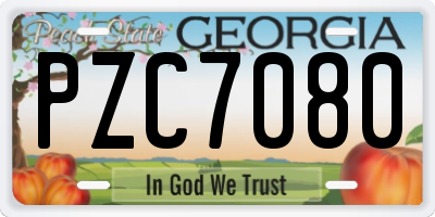 GA license plate PZC7080