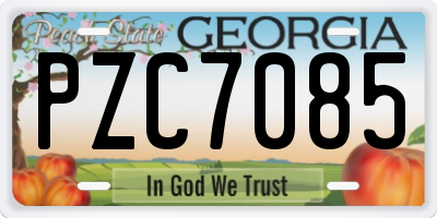 GA license plate PZC7085