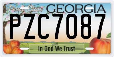 GA license plate PZC7087
