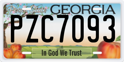 GA license plate PZC7093