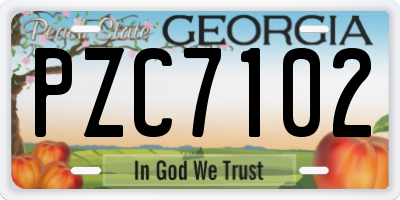 GA license plate PZC7102