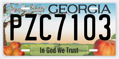 GA license plate PZC7103