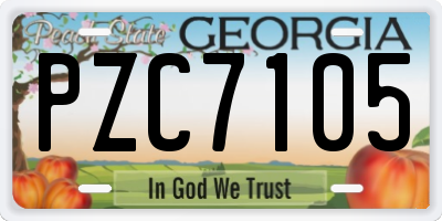 GA license plate PZC7105