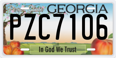 GA license plate PZC7106