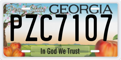 GA license plate PZC7107