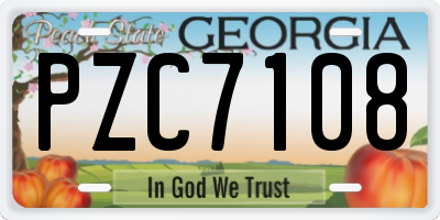 GA license plate PZC7108