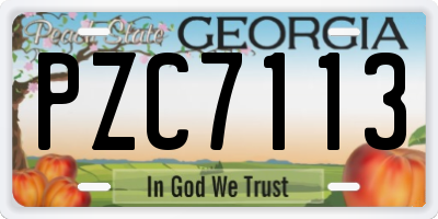 GA license plate PZC7113